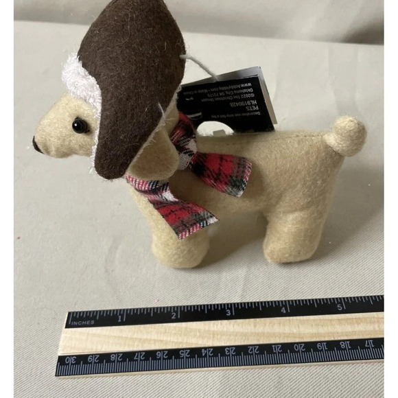 Dachshund Lab Dog Puppy Holiday Christmas Ornament Winter Hat Scarf Fabric NEW - Picture 4 of 4